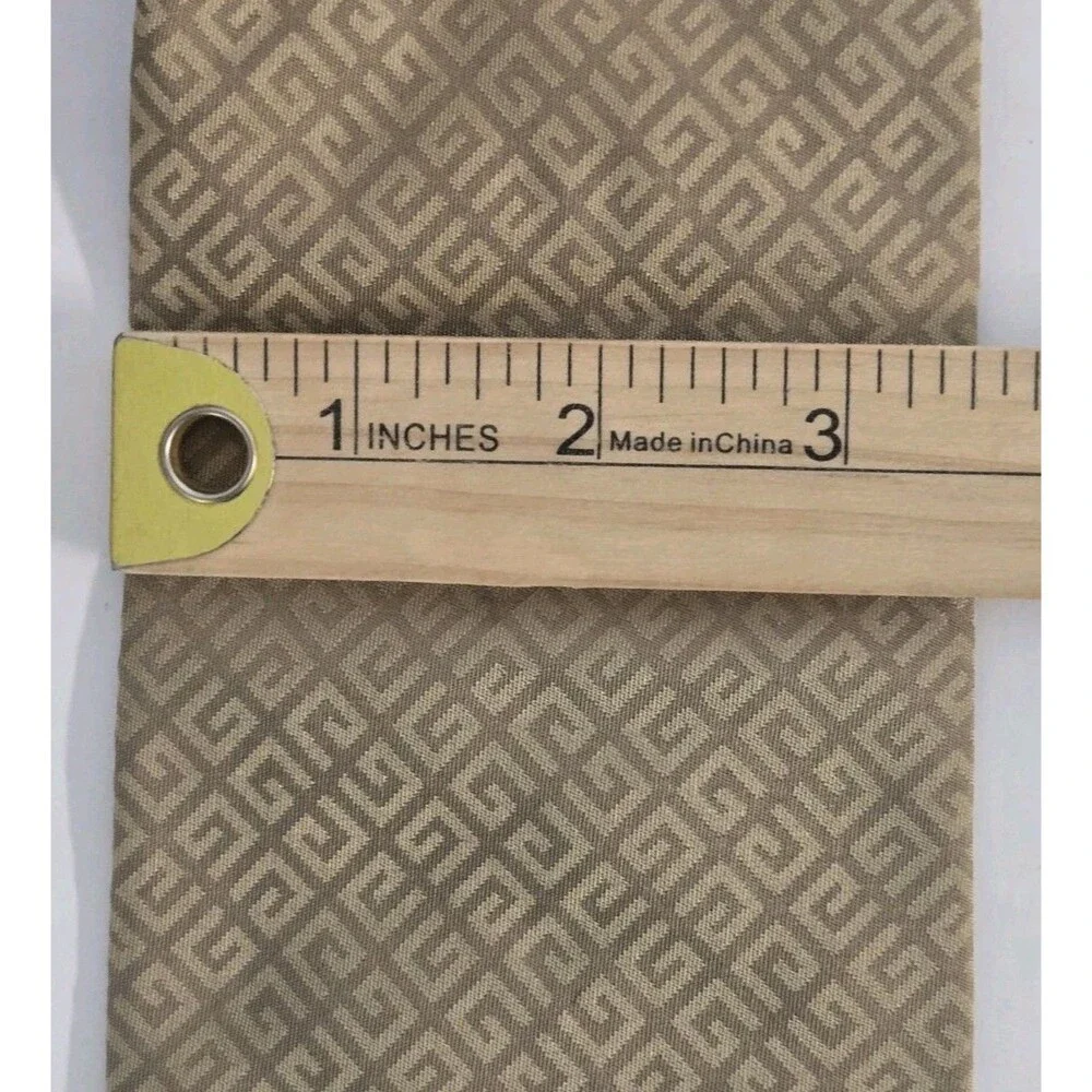 Givenchy Paris Neck Tie Monogram 100% Silk Yellow Tan Business Formal Dress